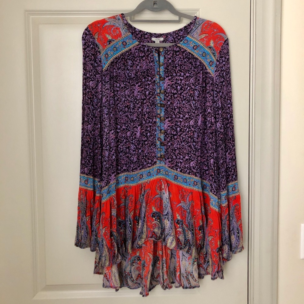 Boho Paisley Button-Up Ecoté Tunic